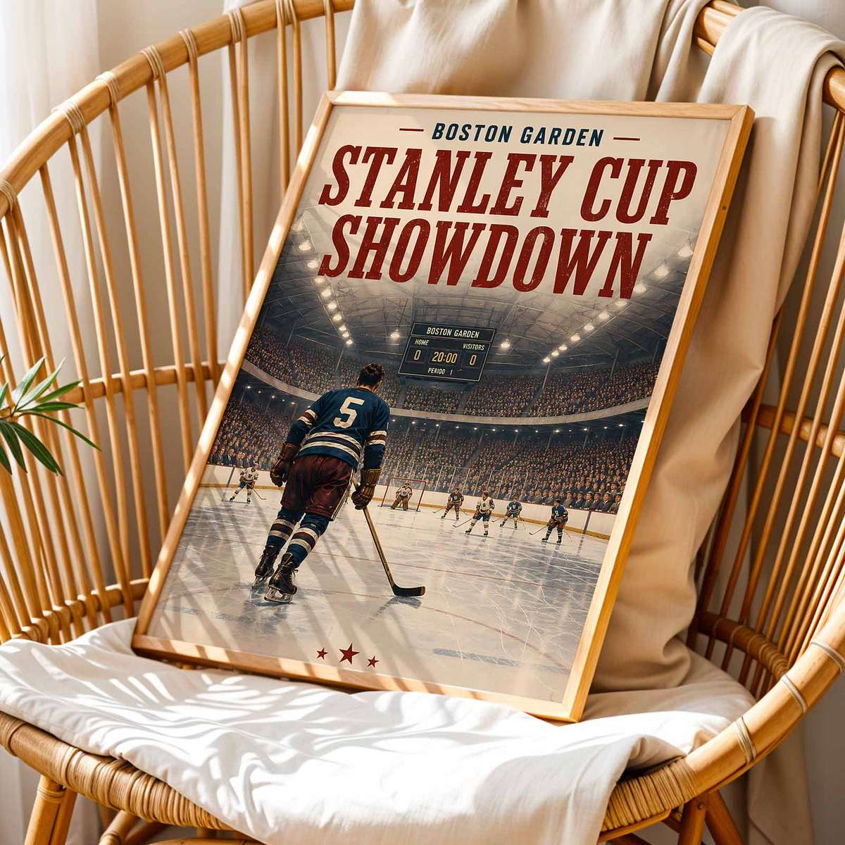 Gallery-style Boston bruins - Vintage 1952 Stanley Cup Showdown at Boston Garden. artwork with vintage details for bedroom decor