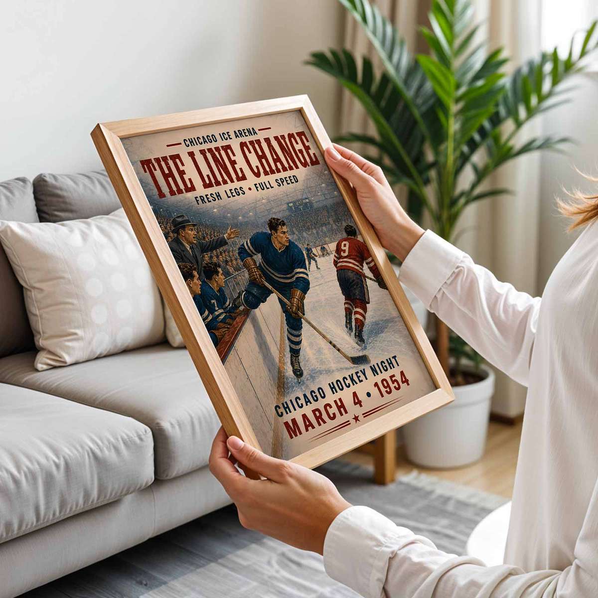 Chicago Ice Skating Rink decorative print featuring competitive ice action and bold visual energy for ice sports enthusiasts