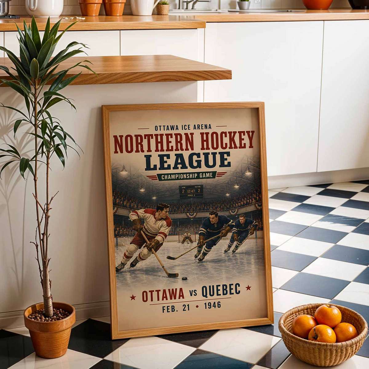 Decorative Sports hockey - Vintage 10- Collection of North American Ice Hockey. artwork designed for coaches and home office decor