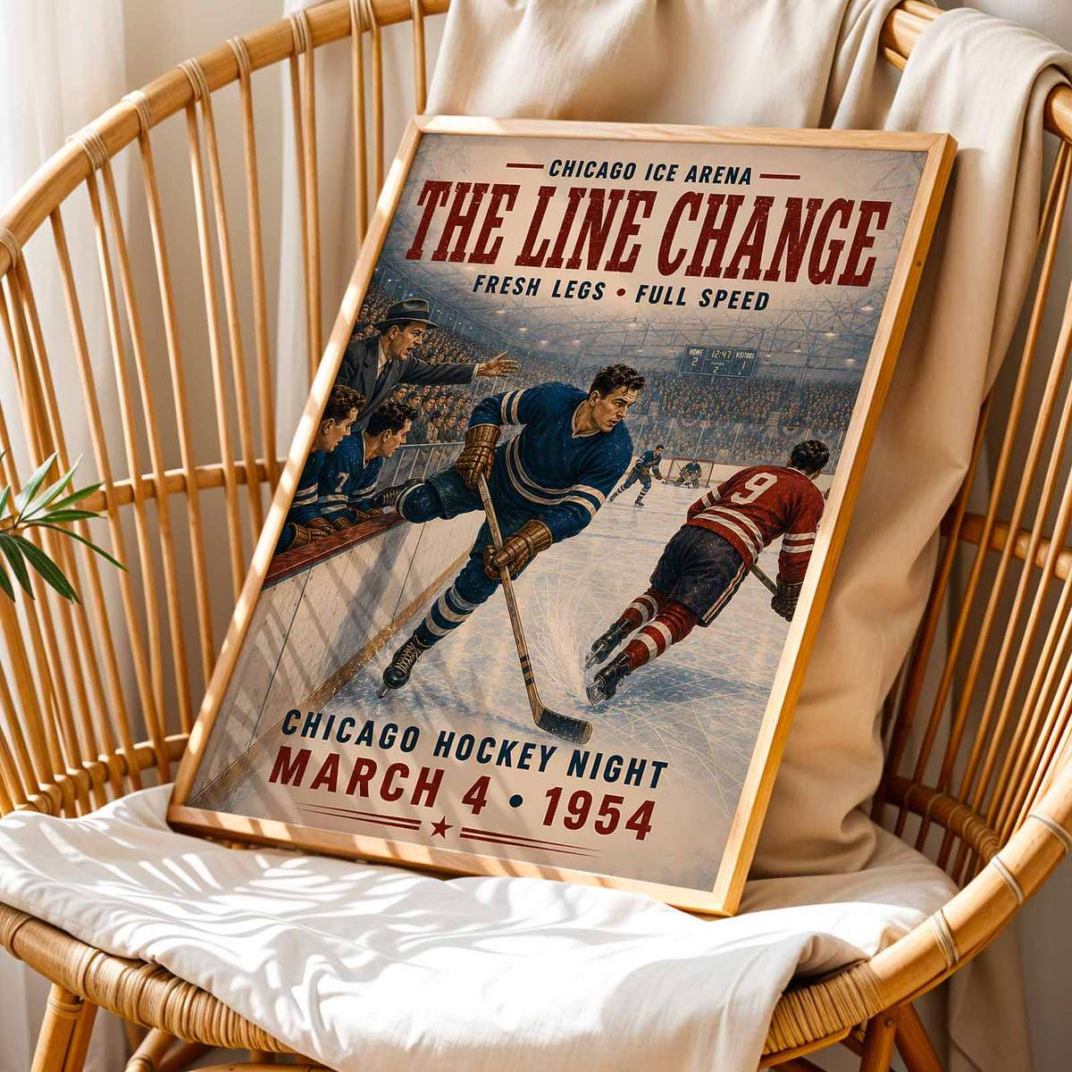 Chicago Ice Skating Rink wall art showcasing rink-side character with intense sporting movement and a powerful visual character