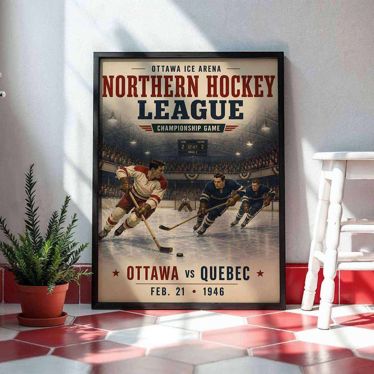 Classic Cool hockey - Vintage 5- Collection of Classic North American Teams. poster featuring ice-rink action and fast skating detail