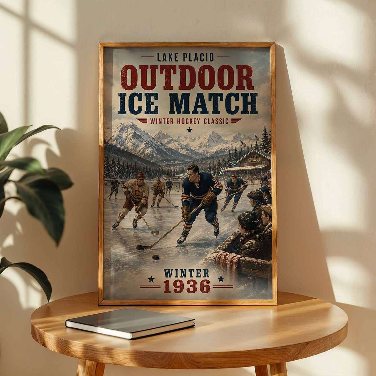 Gallery-style Cool hockey - Vintage 5- Collection of Classic North American Teams. artwork with historic details for home office decor