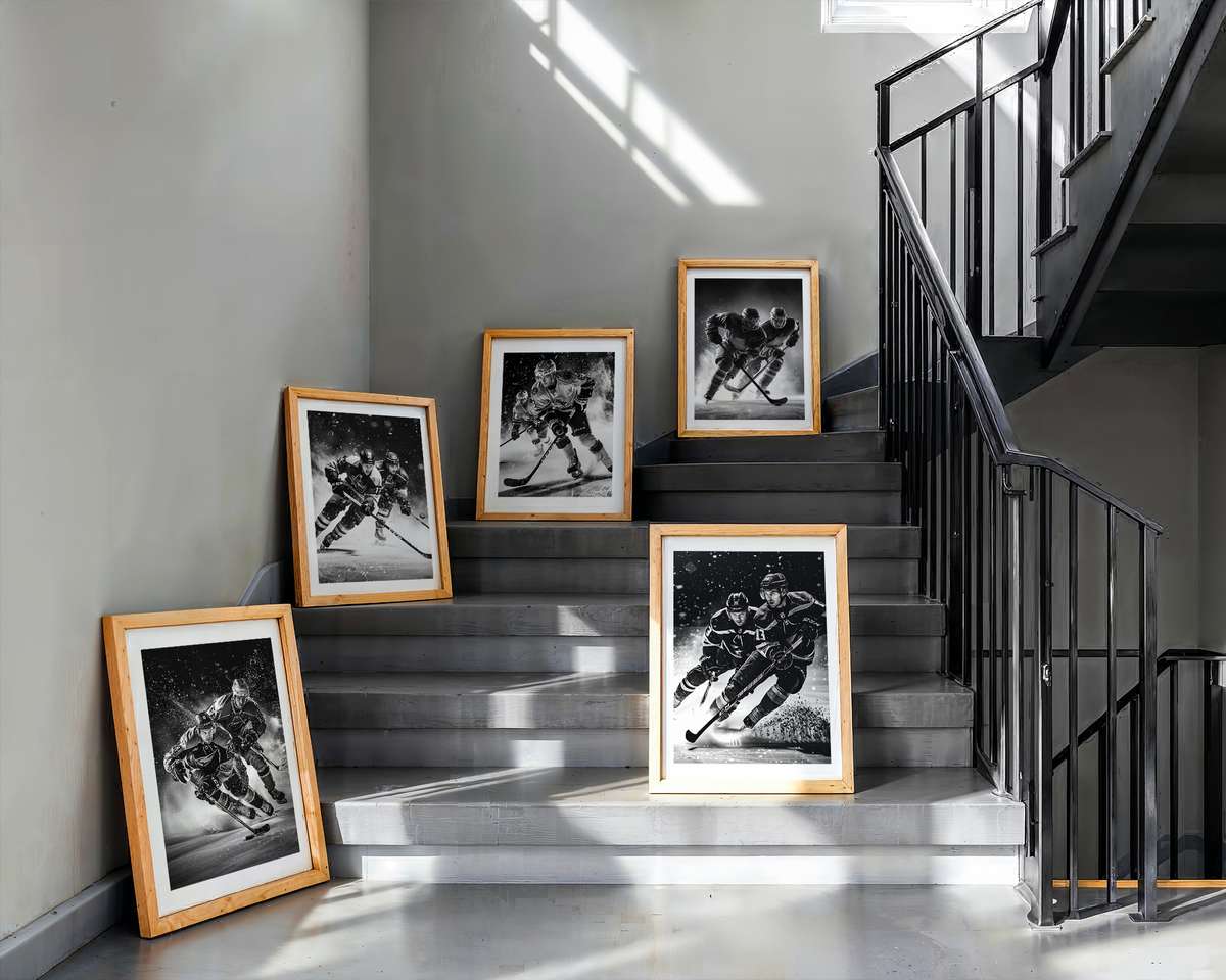 Palette Details of a Vintage Hockey Poster hockey poster displayed as framed NHL-inspired wall art