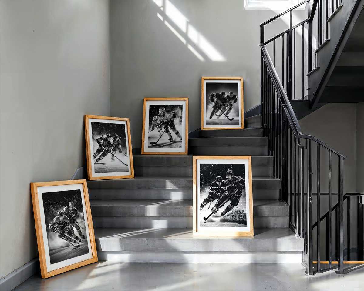 Palette Details of a Vintage Hockey Poster hockey poster displayed as framed NHL-inspired wall art