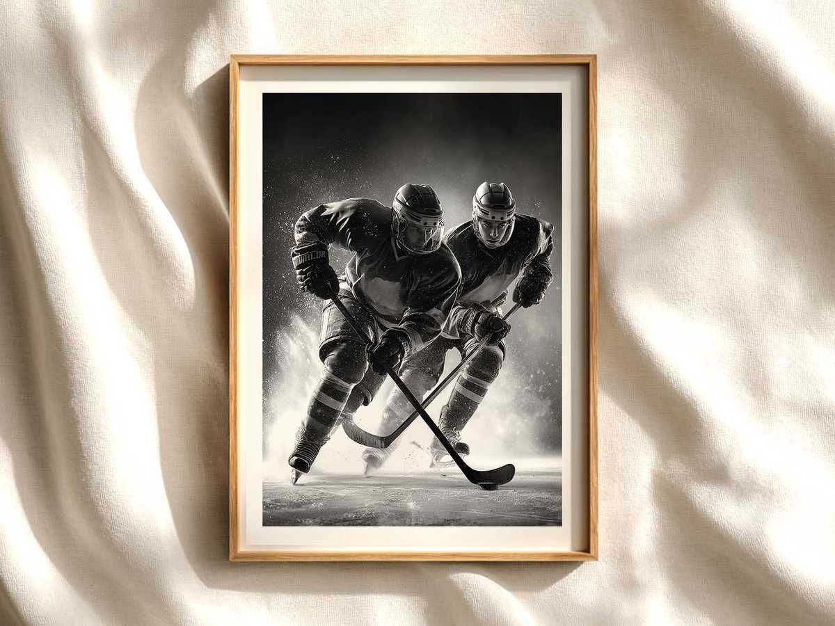 Skating Stride Conveying Speed and Motion hockey poster displayed as framed NHL-inspired wall art
