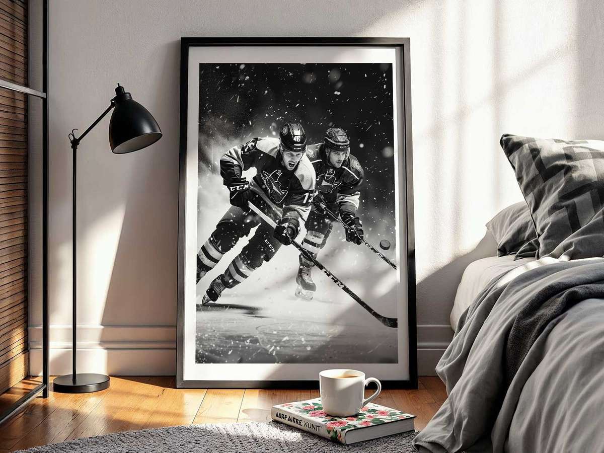 Artistic wall art centered on How a Hockey Electrifies a Bedroom with a intense atmosphere