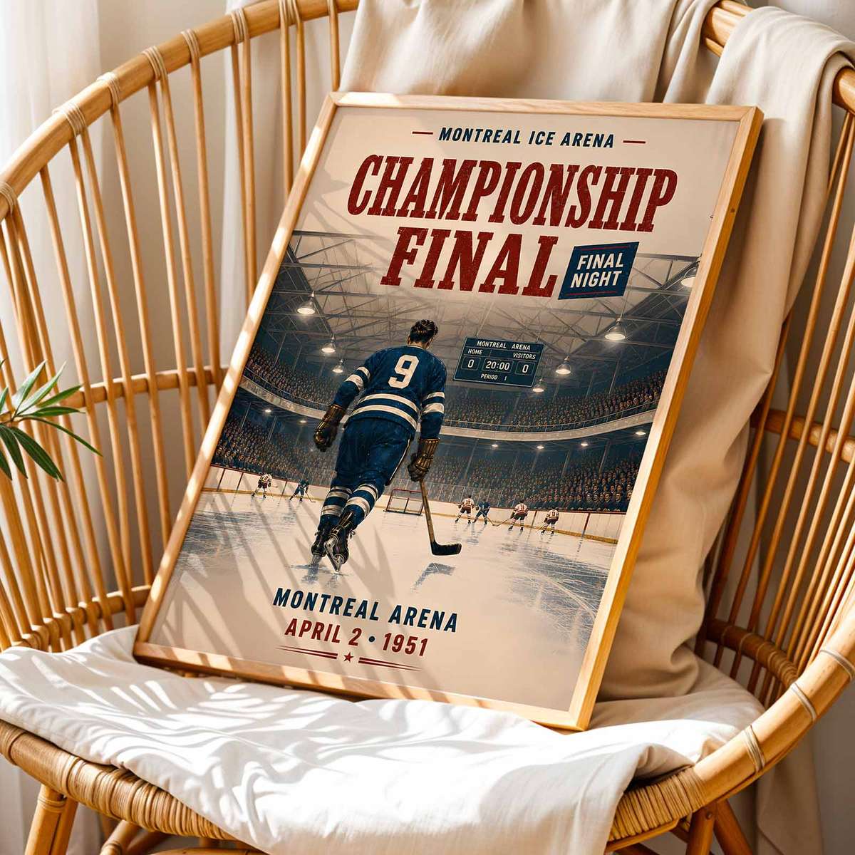 Intage NHL wall art showcasing ice-rink action and fast skating detail and a powerful visual character