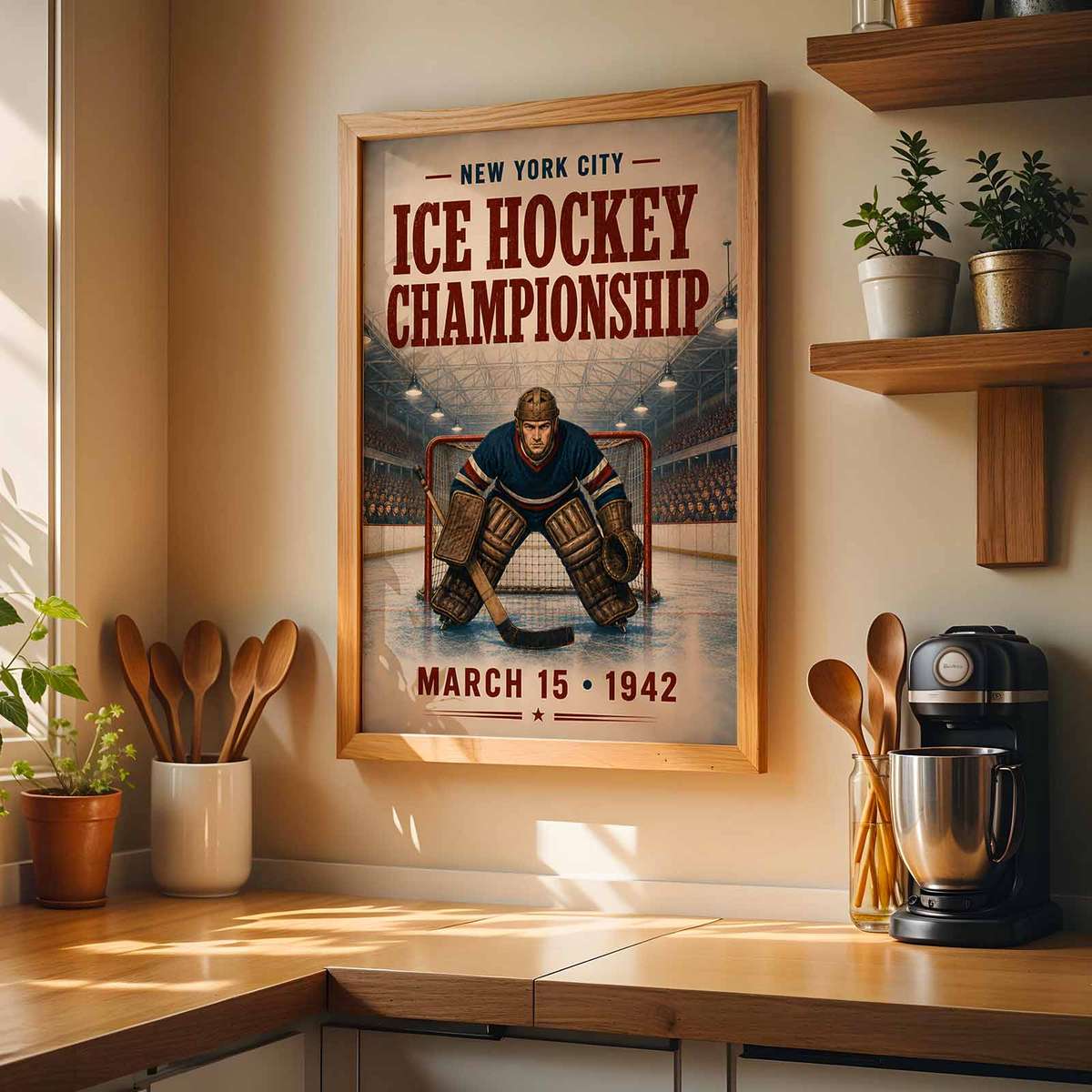 NHL Hockey composition styled as wall art and featuring ice-rink action and fast skating detail