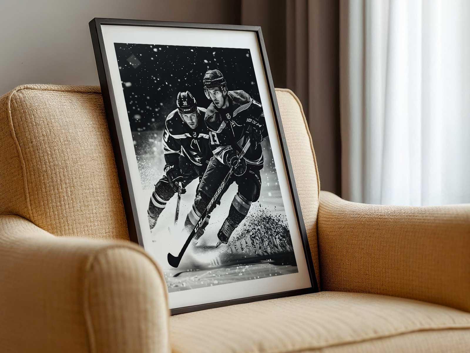 Interior of a classic hockey arena with worn boards and overhead lights, creating nostalgic rink atmosphere for a Gretzky…