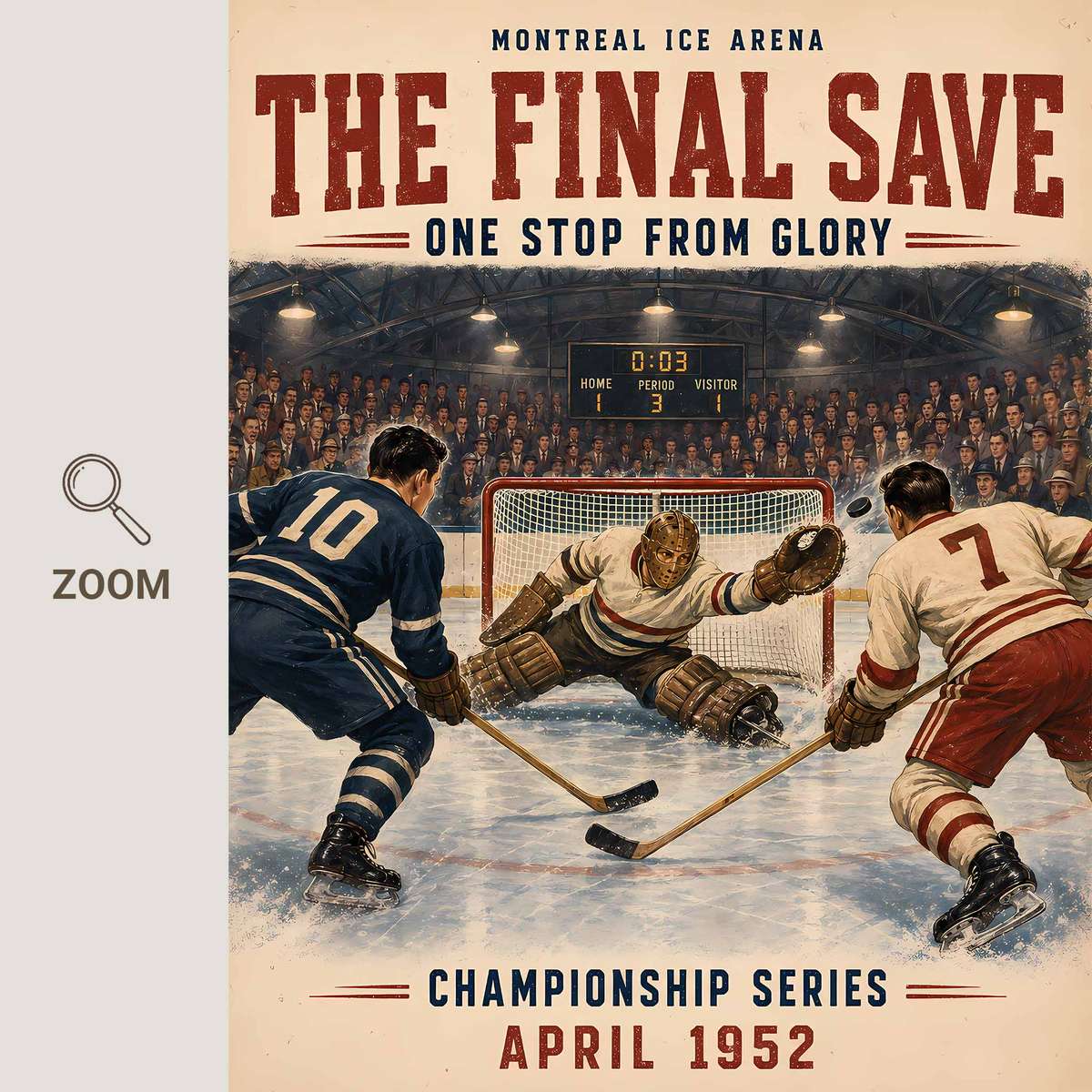 Sports hockey - Vintage 10- Collection of North American Ice Hockey. shown in a vintage composition showcasing rink-side character with intense sporting movement inspired by