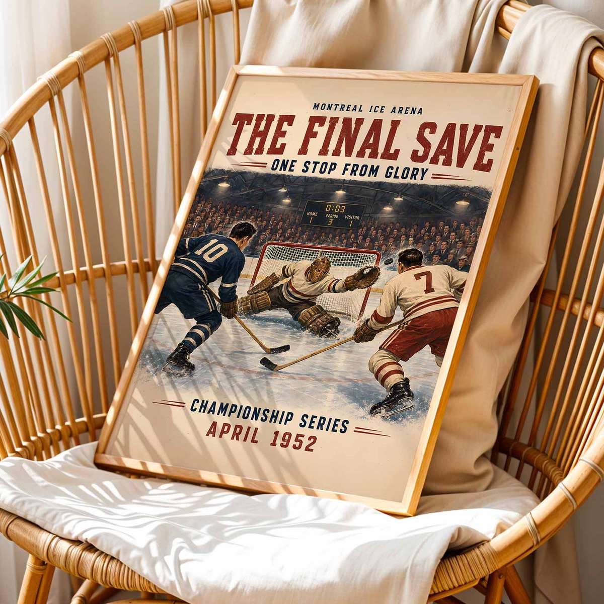 Sports hockey - Vintage 10- Collection of North American Ice Hockey. wall art showcasing competitive ice action and bold visual energy and a powerful visual character