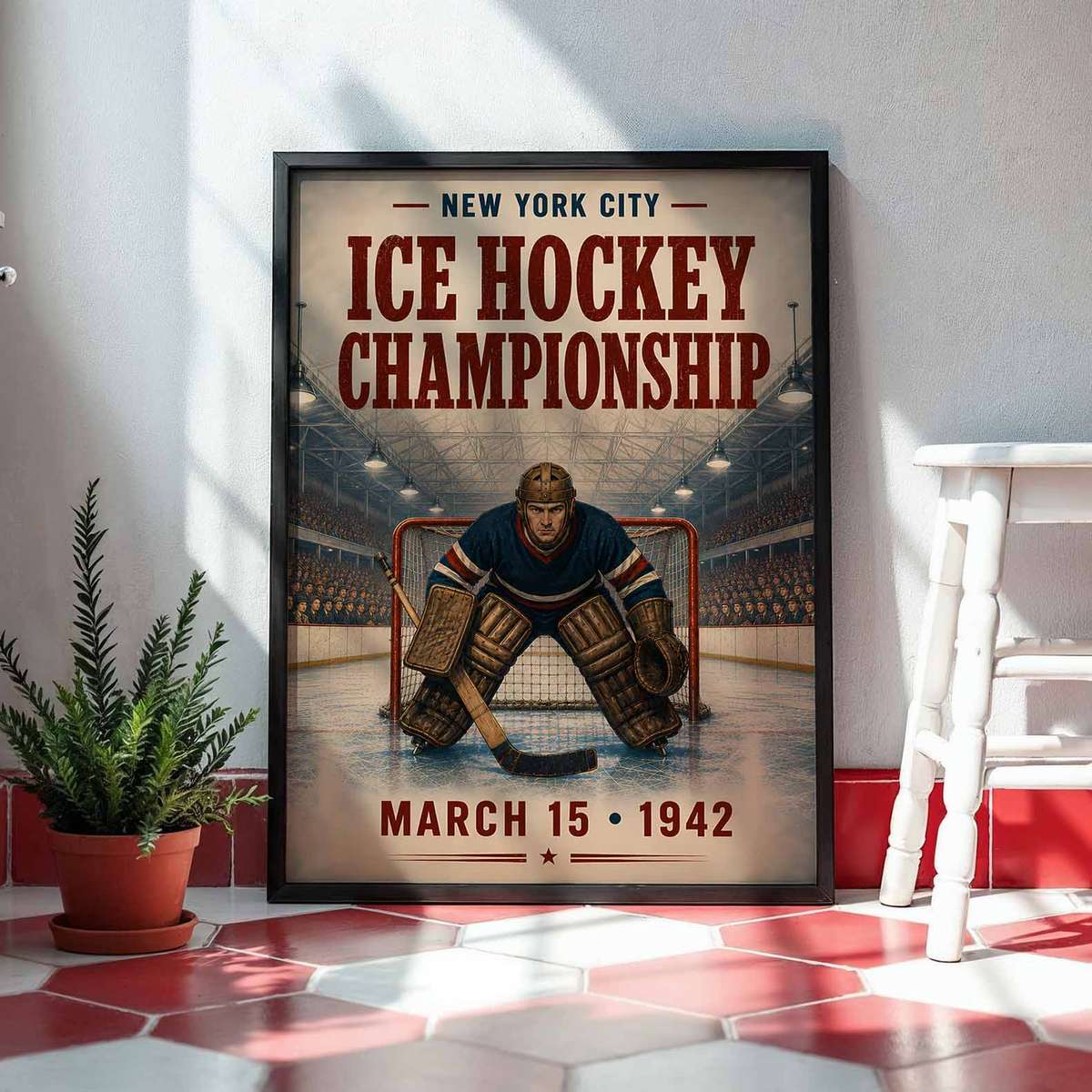 NHL Hockey decorative print featuring puck movement with a dramatic arena atmosphere for coaches