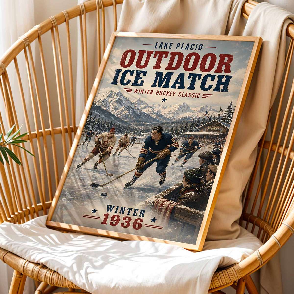 Gallery-style Sports hockey - Vintage 10- Collection of North American Ice Hockey. artwork with vintage details for gallery wall decor